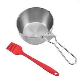 Tools Stainless Steel Easy To Clean Convenient With Basting Brush Safe Silicone Bristles Outdoor Barbecue Utensil Sauce Pot Pour Spout