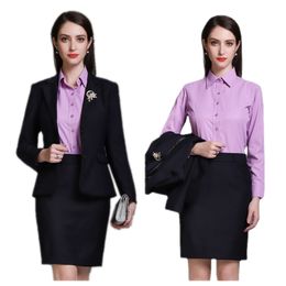 Two Piece Dress Korea High Quality Autumn Winter Formal Ladies Grey Blazer Women Suits Work Wear Office Uniform 5XL Size Skirt Jacket Sets 230914