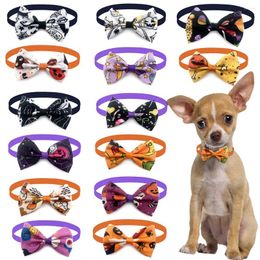 Dog Apparel 50pcs Handmade Halloween Pet Bow Tie Pumpkin Style Accessories Bowties Grooming Product Supplies
