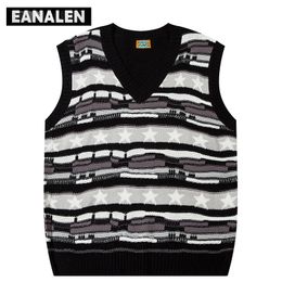 Men's Vests Harajuku Vintage Striped Stars Sweater Vest Men's Designer Pullover Vest Y2K Oversized Sleeveless Grandpa Ugly Sweater Women's 230915