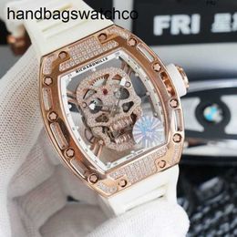 Richarmilles Watch Mechanical Watches Richads Milles Richad Inlaid Diamond Hollow Leisure Large Dial Automatic Movement Domestic Watch Full Skull Male Machine fr