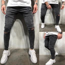Mens Stretch Destroyed Jeans Fashion Skinny Ripped Design Jeans For Men Brand New Hip Hop Denim Trousers Male Pencil Pants 3XL319t