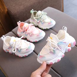 Athletic Outdoor 2022 Breathable Toddler Boy Sneakers Stretch Fabric Fashionable Baby Running Shoes Pink School Girl Sports 230915