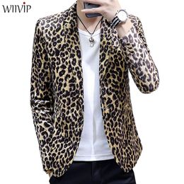 2021 New Man blazer Fashion Print Leopard Notched Collar Full Sleeve Smooth Soft Fabric Coat Male Spring Autumn Slim Outerwear 112240L