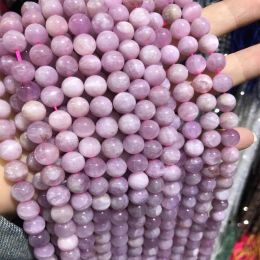 6/8/10mm Real Natural Kunzite Purple Spodumene Stone Beads For Jewelry Making DIY Round Loose Beads Fit Bracelet Accessories LL