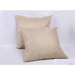 Cushion/Decorative Pillow Custom 40X40Cm Blank Linen Er For Heat Transfer Printing Solid Colour Sofa Throw Pillowcase Sublimation Cases Dh8Eg