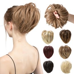 Synthetic Wigs Synthetic Fake Hair Bun Curly Band Hairpiece Scrunchie Scrunchy Wrap Messy Piece Elastic Afro Chignon Cheveux Tail Women's Updo 230914