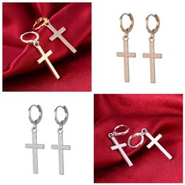 Simple Fashion Women Costume Jewelry Drop Earrings Cross Shape Vintage Silver Gold Color For Crosses Earring Gifts Dangle & Chande231E