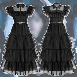 Girls Dresses Movie Wednesday Costume Girls Cosplay Carnival Costume Black Gothic Dresses Kids Children Dress Halloween Party Costumes 412yrs 230915