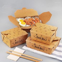 Disposable Cups Straws 25pcs High Quality Kraft Paper Lunch Box Waterproof And Oil Proof Food Fried Chicken Sushi Picnic Packaging Boxes