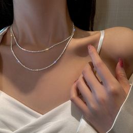 Collares colgantes Collar espumoso para mujeres Cadena de clavícula Gargantilla Color plata Joyería de moda Fiesta de boda Regalo de cumpleaños 230915