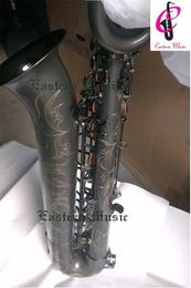 High grade Eastern music Matt black Baritone Saxophone full body hand engraving 000