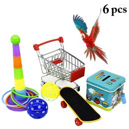 Other Bird Supplies 6pcs Parrot Toy Set Bite Resistant Funny Ring Intelligence For Parakeet Budgie Cage Accessories Birds Toys