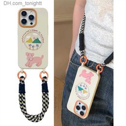 Cell Phone Cases Cute cartoon illustration dog leash suitable for iPhone 14 Promax 13 phone case 12 women 11 crossbody Q230915