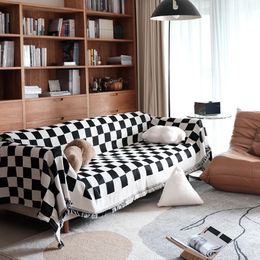 Sofa Towel Full Covered Thai Style Sofas Covers Black and White Chessboard Grid Cover Sofa Slipcover