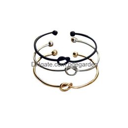 Cuff High Quality Copper Expandable Open Wire Bangles Womens Love Knot Bracelets For Ladies Girls Fashion Simple Jewelry Drop Delivery Dhxdq