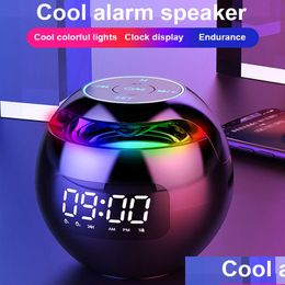 Portable Speakers Mini Bluetooth Speaker Wireless Sound Box With Led Display Support 3.5Mm Aux Alarm Clock Hifi Tf Card Fm Radio Mp3 M Dhhld