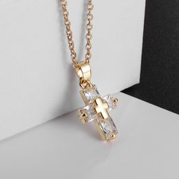 Charms Beautiful Crystal Cross Pendant Necklace for Women Small Charm Elegant Banquet Wedding Jewelry Amulet Gift 230915