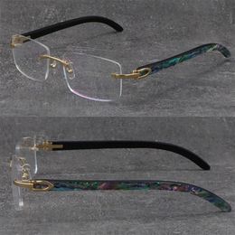 Pearl Seashell Inside Buffalo Horn Metal Rimless Frame Man Woman Square Optical Original Luxury designer Abalone Shell Frames Glas263k