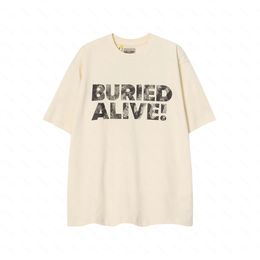 Galleries DEPT Harajuku 23SS Spring Vintage Washed gold stamp BURIED ALIVE Letters Printed Logo T Shirt Loose Oversized Hip Hop Unisex Short Sleeve Tees ZUB