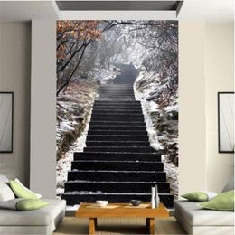 Wallpapers Custom 3D Po Nature Fall Withered Maple Trees Stairs Scenic Mural For Aisle Walkway Wall Paper Papel De Parede