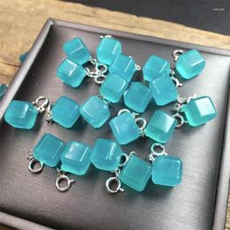 Strand S925 Natural Amazonite Cube Pendant Jewellery For Women Man Healing Crystal Beads Energy Stone Reiki Gemstone 1PCS