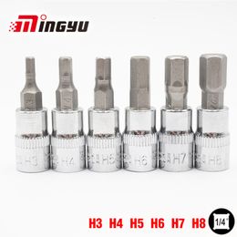 Screwdrivers Allen Hex Bit Socket 1/4 Socket Screwdriver Bit Set Hex H3-H8 Screwdriver Bits 6PCS Home Multifunctional Screw Driver Bits Tool 230914