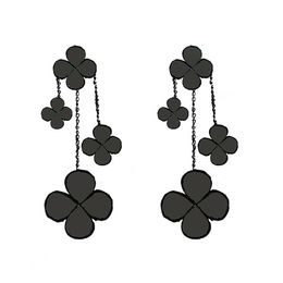 Women Gilrs Dangle & Chandelier Earrings Clover Four-leaf 4 Flowers Mother-of-Pearl Designer Jewellery Sterling Silver High Quality225L