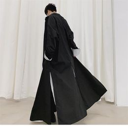 Men's Casual Shirts Male Japan Streetwear Gothic Long Style Jacket Men Sleeve Loose Shirt Robe Cardigan Coat Stage Clothing2631