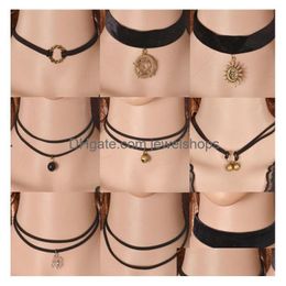 Chokers, die Gothic-Stil Vintage-Mode-Leder-Kaschmir-Halskette Statement-Choker für Frauen Einfache Drop-Lieferung Schmuck Necklac Dh3IK verkaufen