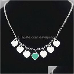 Couple Necklace Women Seven Heart Stainless Steel Blue Green Pink Red Pendant Gifts For Woman Accessories Wholesale Drop Delivery