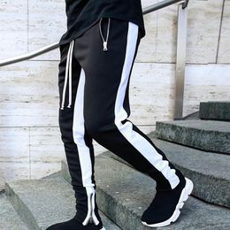 Mens Joggers zipper Casual Pants Fitness Sportswear Tracksuit Bottoms Skinny Sweatpants Trousers Black Gyms Jogger Track Pants235l