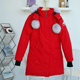 2023 Autumn Winter Women's White Duck Down Parkas Jackets Zipper Fur Hooded Striped Woman's Slim long Coats ME006