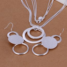 High grade 925 sterling silver Dual sand O piece Jewellery set DFMSS017 brand new Factory direct 925 silver necklace earring239m