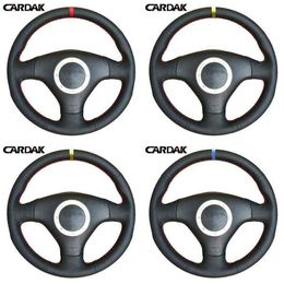 Cardak Black Leather Red Marker Car Steering Wheel Covers For Audi A4 B6 2002 A3 3Spoaks 2000 2001 2003 Audi Tt 19992005 J220808282n