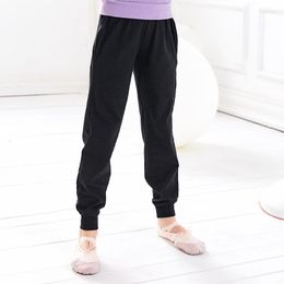 Stage Wear Girls Kids Ballet Dance Pants Cotton Black Mid Waist Hiphop Gymnastic Children Loose Training Trousers