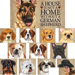 Wall Decor Rec Wooden Decoration Hanging Board Dog Pet Door Sign Plaque Home Accessories Ornament 16 Styles For Choose Drop Delivery Dh4Va