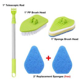 Cleaning Brush Set Bathroom Bathtub Home Clean Tool Long Handle Telescopic Replace Sponge Spin Scrubber Brush For Toilet 210831225M