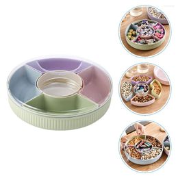 Dinnerware Sets Compartment Box Lid Snack Service Container Living Room Plate Fruit Tray Multi-grid Round Serving