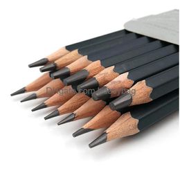 Pencils 14 Pcs/Set Professional Sketch Ding Pencil Set Hb 2B 6H 4H 2H 3B 4B 5B 6B 10B 12B 1B Painting Stationery Supplies Drop Deliver Dhfzu