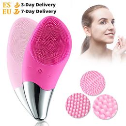 Electric Face Scrubbers Mini Electric Facial Cleansing Brush Ultrasonic Silicone Face Cleaner Deep Pore Cleaning Skin Massager Face Cleaner Brush Device L230920