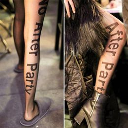 2017 New Fashion Sexy Black Nylon Pantyhose for Women No After Party Letter Tight for night bar party2550