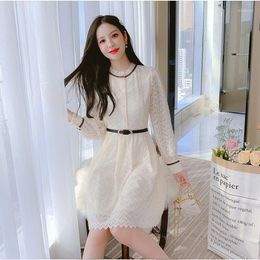 Casual Dresses Spring And Autumn Office Lady Fashion Brand Female Women Girls Long Sleeve Lace Dress