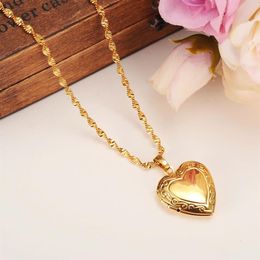 Valentines Gift Heart Locket Blank space Pendant Necklace Women Jewelry 18k Yellow Gold GF Filled Romantic Fancy2728