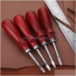 Craft Tools 1Pc 0.8/1.0/1.2/1.5Mm Leather Edge Beveler Skiving Beveling Knife Cutting Hand Tool With Wood Handle Diy Drop Delivery Hom Dhvi9