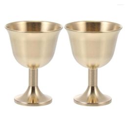 Wine Glasses 2Pcs Brass Chalice Cup Goblet Drinking Beverage Tumbler Cups Lamp Holder Metal Liquor For Party Home Drop Delivery Gard Dhib7