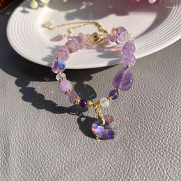 Strand Dream Amethyst Bracelets Women's Love Pendant Bracelet Adjustable Beaded Bangles Business Party Wedding Jewelry Gift