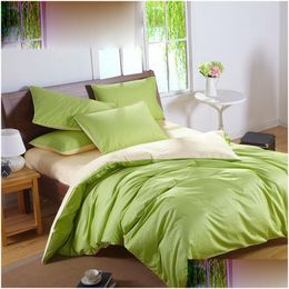 Bedding Sets Solid Colour Set Green Cotton King Size Queen Fl Twin Fitted Er Bed In A Bag Sheet Quilt Drop Delivery Home Garden Textile Dharu
