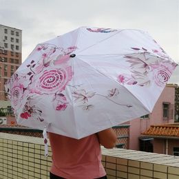 Classic Umbrella 3 Fold Full-automatic Flower Umbrella&Parasol with Gift Box for VIP Client261D