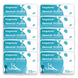 Other Oral Hygiene Kingubznis 300500pcs Ultrathin Dental Floss Plastic Toothpicks With Threads Flosser Picks Customizable Brand Label 230915